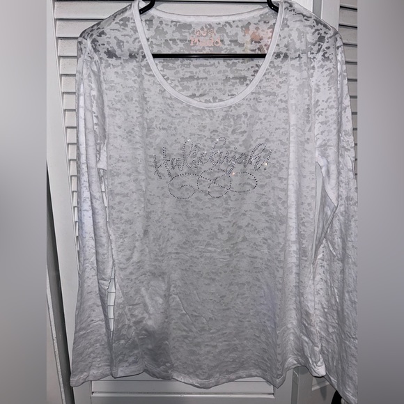 Rhinestone Handmade Christian long sleeve burnout style Hallelujah! Size XL NWT - Picture 10 of 10